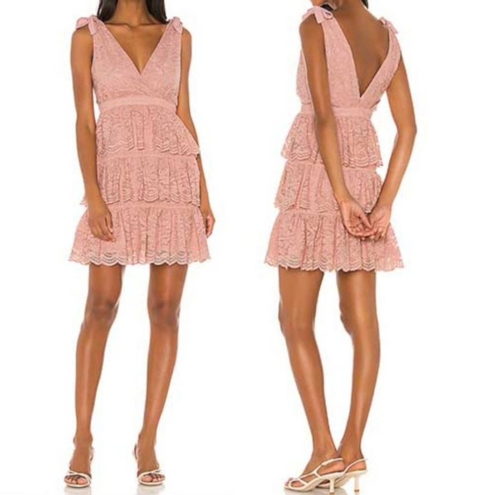 Bardot Pink Tiered Vneck Floral Sleeveless Dress
